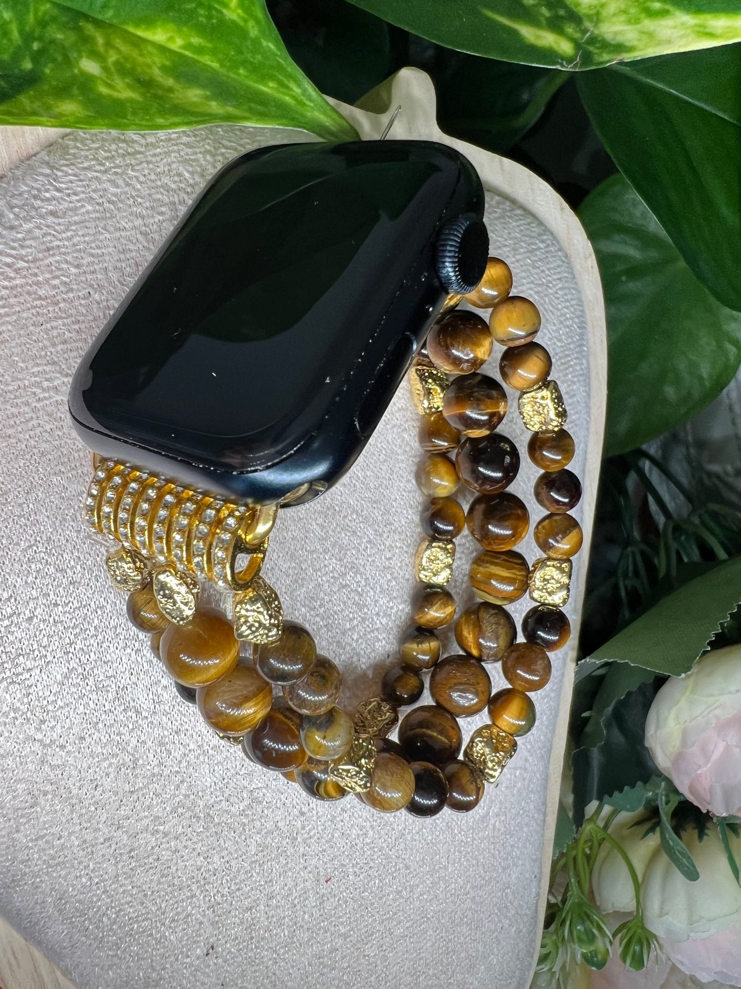Prospérité - bracelet Apple Watch en œil de tigre