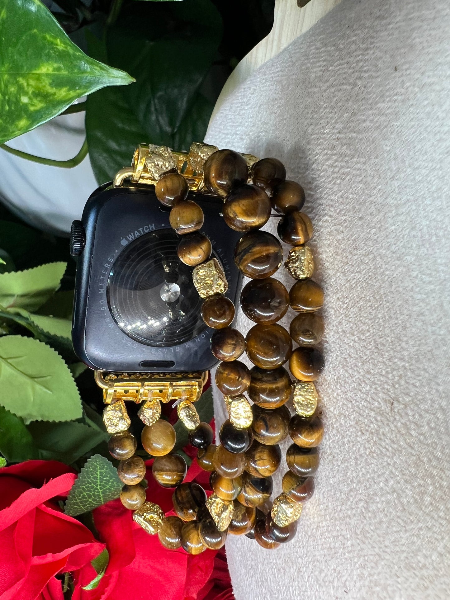 Prospérité - bracelet Apple Watch en œil de tigre