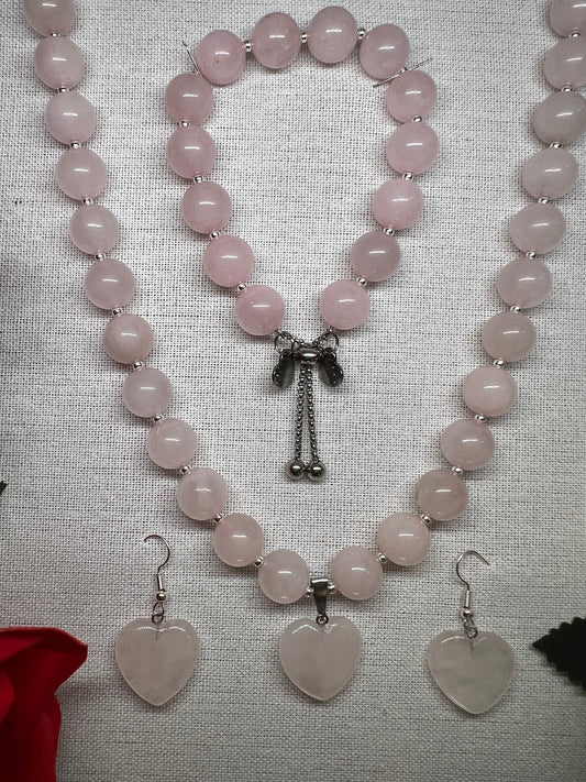 Caresse - bijoux en quartz rose 20mm